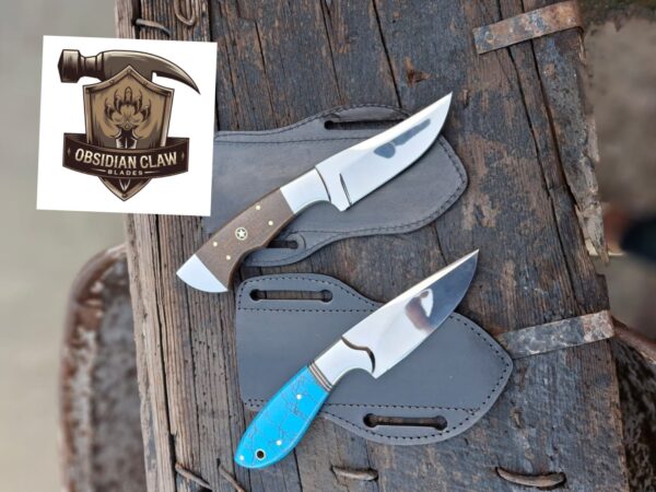 Beautiful  handmade  pair of skinner knives  with leather sheaths - Image 5