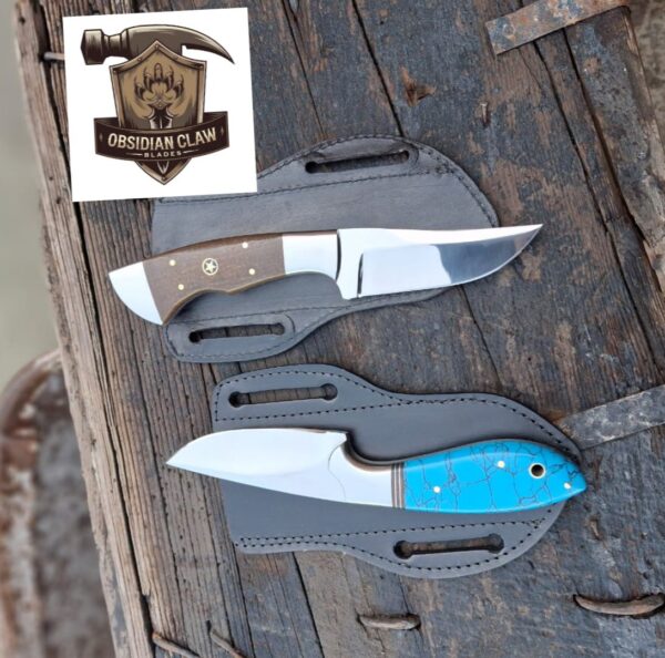 Beautiful  handmade  pair of skinner knives  with leather sheaths