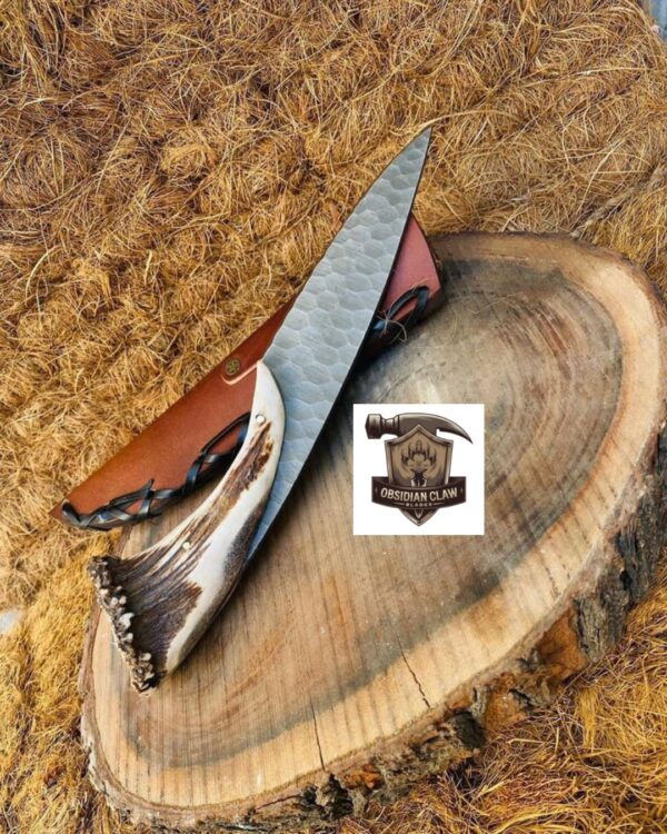 Custome Handmade High carbon steel acid wash  Hunting Skinner knife with leather sheath. - Image 3
