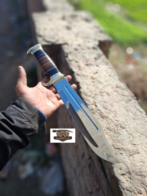 Handmade High carbon D2 steel Bowie Hunting knife "15 inches" with leather sheath.