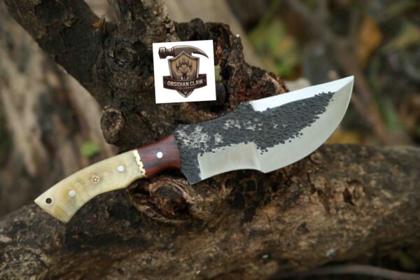 Handmade Tracker Knife with High Carbon Steel and Rose Wood handle with Leather Sheath. - Image 2