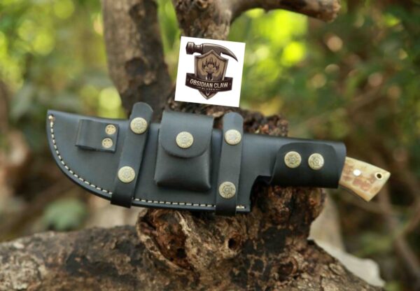 Handmade Tracker Knife with High Carbon Steel and Rose Wood handle with Leather Sheath. - Image 4