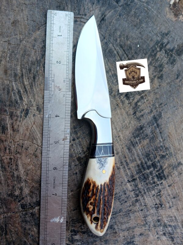 Handmade D2 Steel Skinner Knife  High Palash and Stage horn  handle with Leather Sheath. - Image 2
