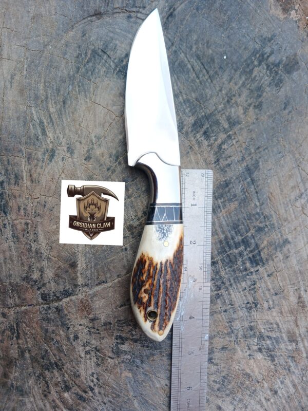 Handmade D2 Steel Skinner Knife  High Palash and Stage horn  handle with Leather Sheath. - Image 3