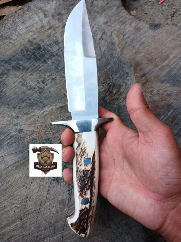 Custome  Handmade D2 Steel  Hunting Bowie knife with leather sheath. - Image 2