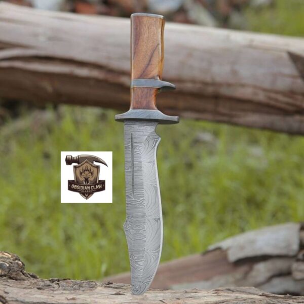 Handmade Damascus steel Bowie Knife 15 ” Hunting Knife With Leather Sheath.

Overall length: 15 inches. 
Blade length: 10 inches. 
Handle Length: 5 inches. - Image 2