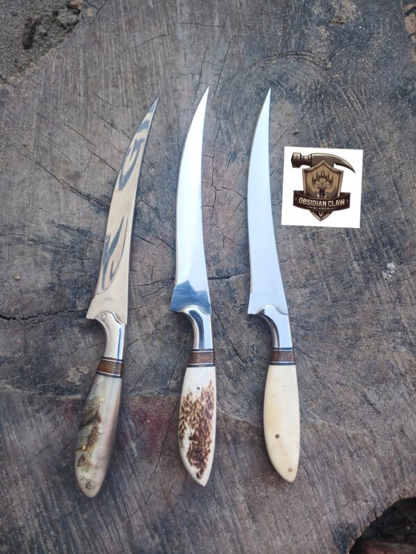 Custome Handmade High carbon D2 steel Fishing Fillet knife with leather sheath. - Image 2