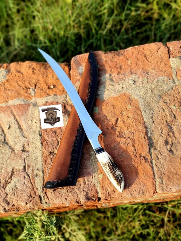 Custome Handmade High carbon D2 steel Fishing Fillet knife with leather sheath. - Image 5
