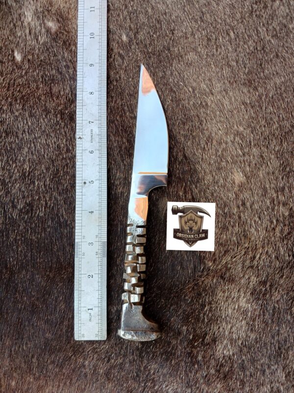 Handmade high carbon D2 steel Lot of 3  Railroad Spikes Skinner knives.  
Overall length: 9 inches. 
Blade Length  : 4.5 inches.  
Handle Length: 4.5 inches. - Image 4