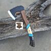 Handmade 1095 high carbon steel vikings  throwing hatchet  with leather cover.