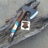 Handmade 1095 high carbon steel vikings  throwing hatchet  with leather cover. - Image 3