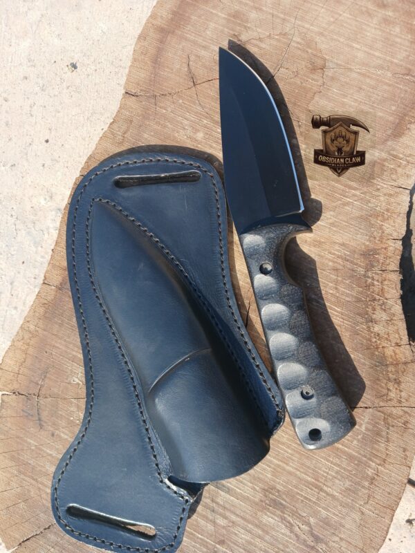 Custome Handmade Stainless steel Black powder coated Skinner knife.