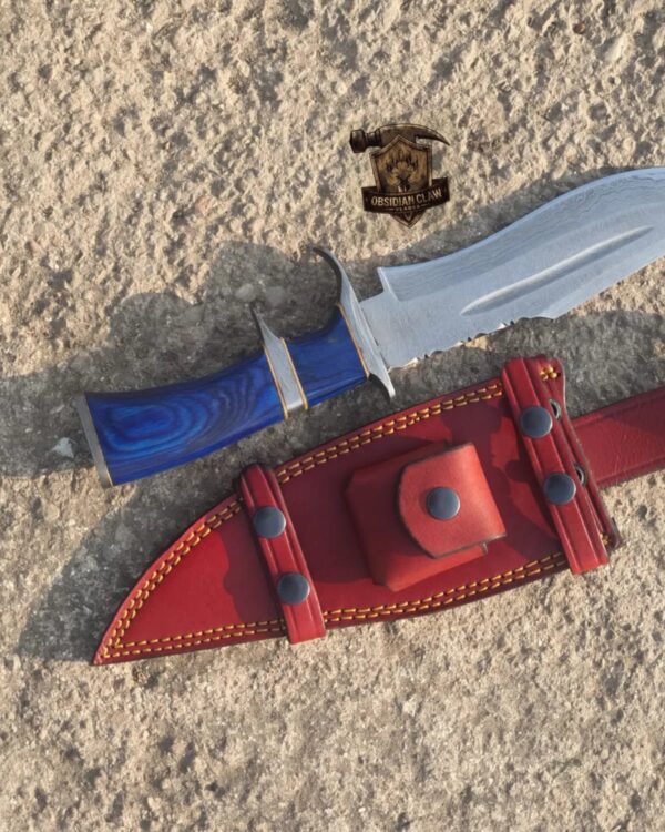 Unique Custom Handmade High carbon Damascus steel Corcodile Bowie knife. - Image 3