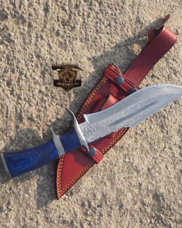 Unique Custom Handmade High carbon Damascus steel Corcodile Bowie knife. - Image 2
