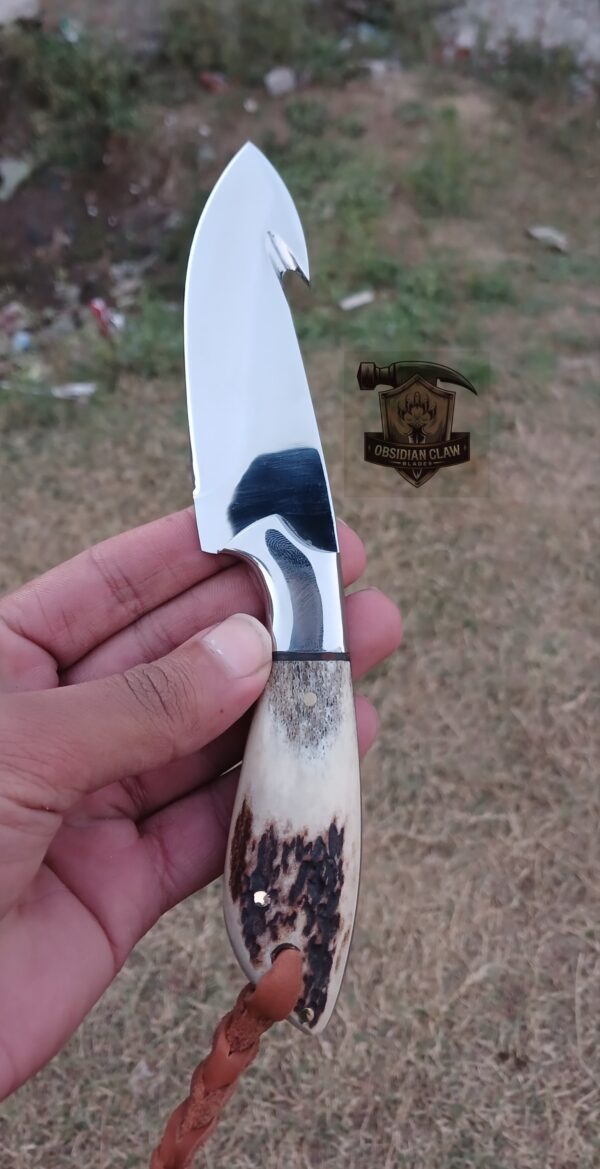 Custome Handmade high carbon J2 steel Gut hook Skinner knife. - Image 2