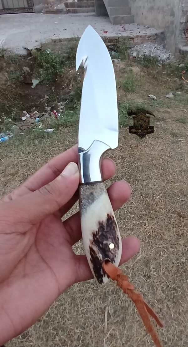 Custome Handmade high carbon J2 steel Gut hook Skinner knife.