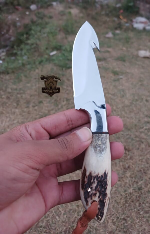 Custome Handmade high carbon J2 steel Gut hook Skinner knife. - Image 3