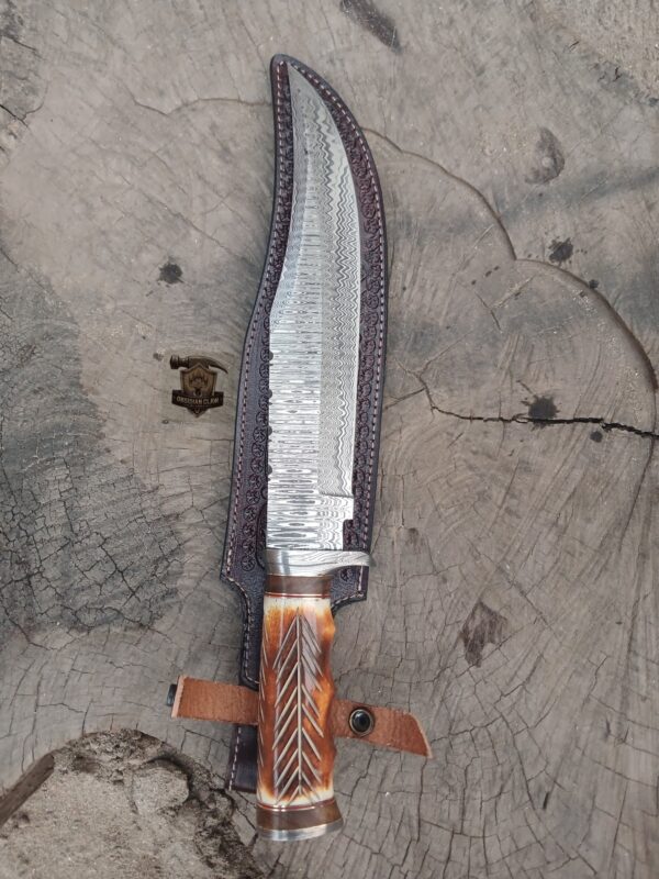 Custome Handmade Damascus steel Bowie knife. - Image 4