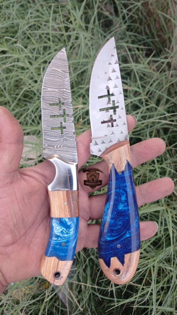 Lots of 2 knives Custom Handmade Damascus and J2 steel Skinner knife. - Image 2