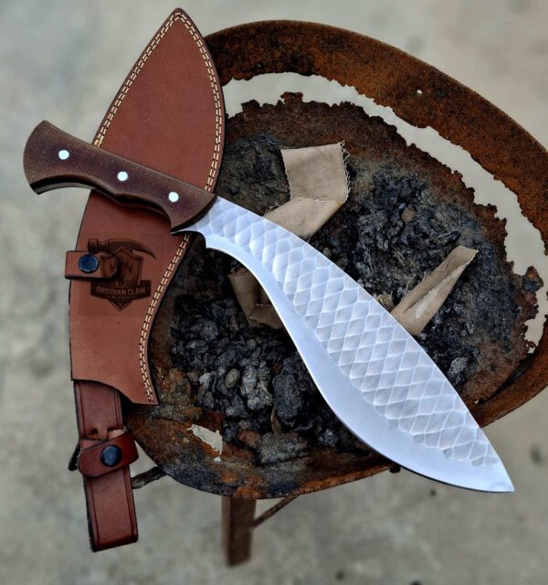 Custome Handmade J2 steel Kukeri knife with leather sheath. - Image 5