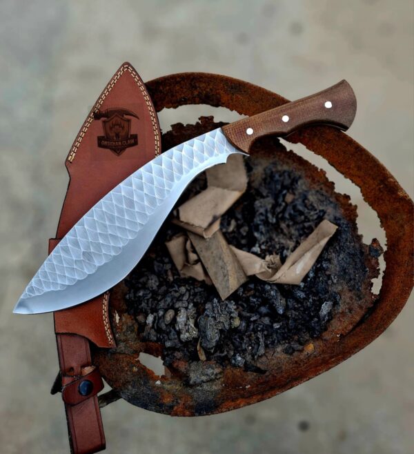 Custome Handmade J2 steel Kukeri knife with leather sheath.