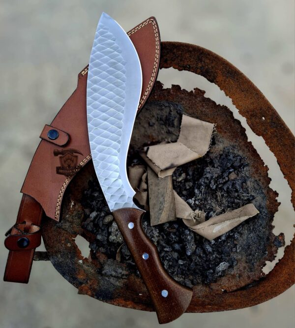 Custome Handmade J2 steel Kukeri knife with leather sheath. - Image 4
