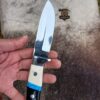Custome Handmade J2 steel high palash mirror Skinner knife/ leather sheaths.