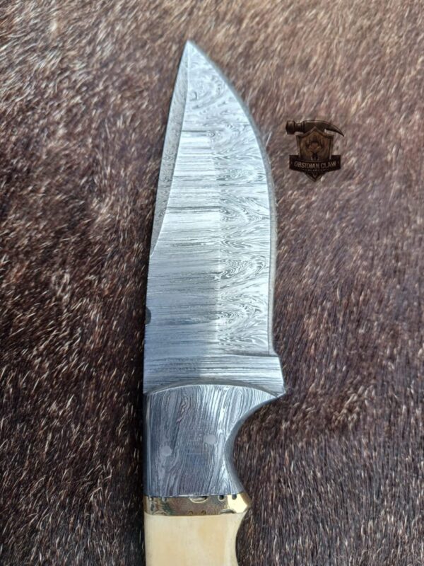 Custome Handmade High carbon Damascus steel Skinner knife Leather Sheath. - Image 6