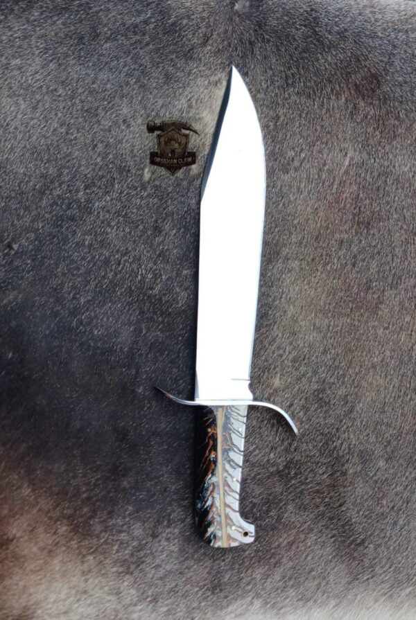 Lot of "2" Custome Handmade unique new blade pattern Damascus Snake and J2 high palash Bowie knife / Leather sheath. - Image 7