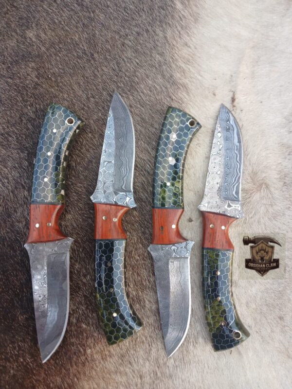 Lot of "4" Unique Custom handmade Raindrop blade Skinner knife / Leather sheath. - Image 5