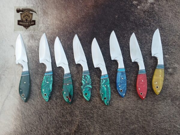 Lots of "8" Unique Custom Handmade D2 steel Skinner knife/ Leather sheath.