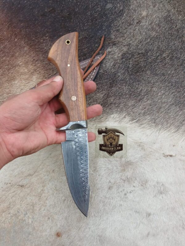 Unique Custom Handmade Ladder Steel blade with genuine leather sheath.