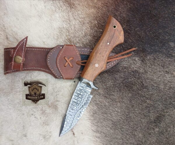 Unique Custom Handmade Ladder Steel blade with genuine leather sheath. - Image 2