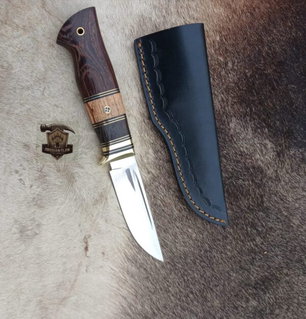 Custome Handmade 440C steel high polished mirror Skinner knife with genuine Black leather sheath. - Image 2