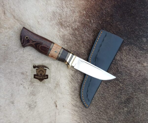 Custome Handmade 440C steel high polished mirror Skinner knife with genuine Black leather sheath. - Image 3