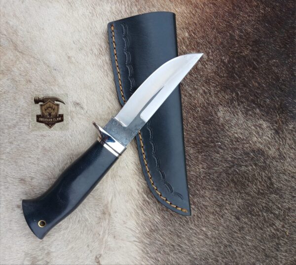 Custome Handmade 1095 Steel blade high polished mirror Skinner knife with leather sheath. - Image 3