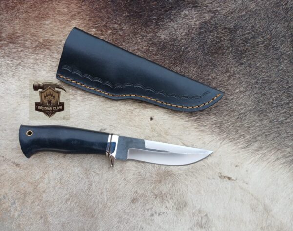 Custome Handmade 1095 Steel blade high polished mirror Skinner knife with leather sheath.