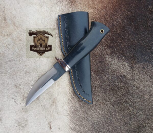 Custome Handmade 1095 Steel blade high polished mirror Skinner knife with leather sheath. - Image 2