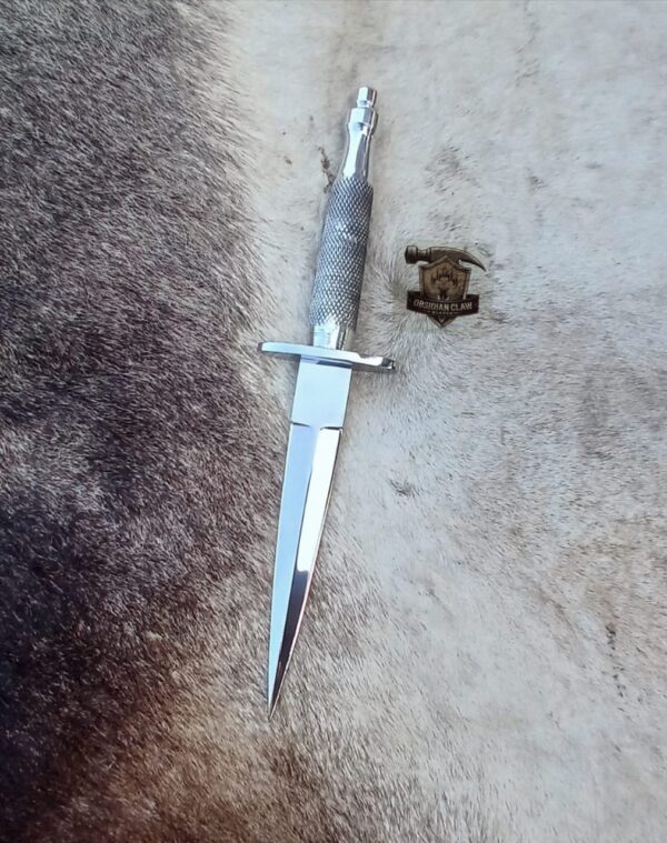 Custome Handmade 440C steel Full high polished mirror Dagger knife with leather sheath. - Image 3