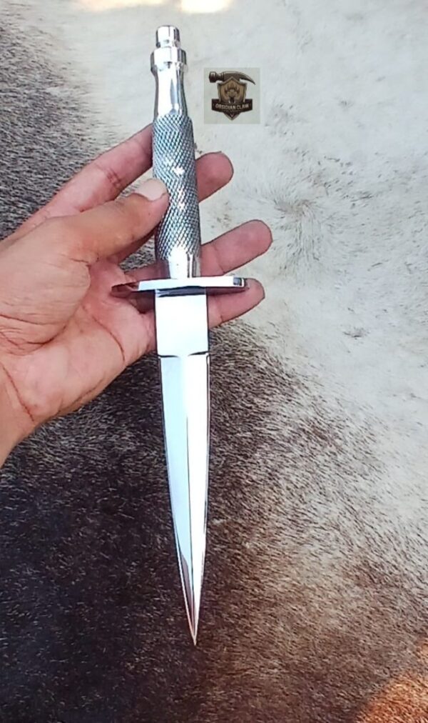 Custome Handmade 440C steel Full high polished mirror Dagger knife with leather sheath.
