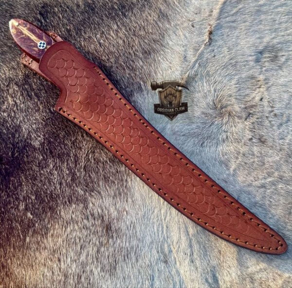 Lots of "3" Unique new item Custome Handmade 440C steel high polished mirror Fishing Fillet knife set with leather sheath. - Image 6