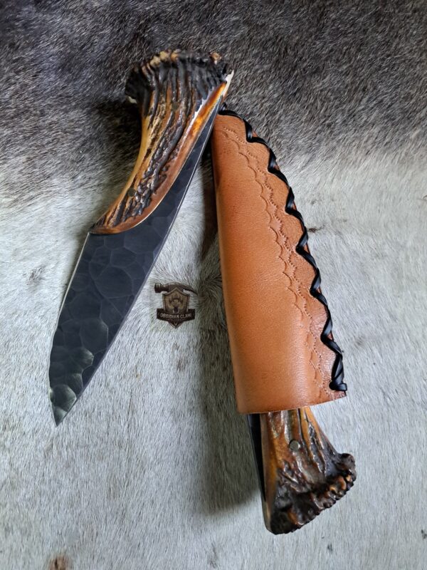 Lots of "2" Custome Handmade High carbon steel acid wash blade with leather sheath. - Image 5