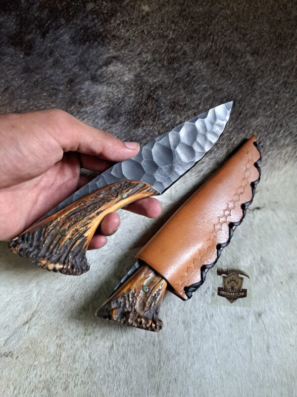 Lots of "2" Custome Handmade High carbon steel acid wash blade with leather sheath. - Image 2