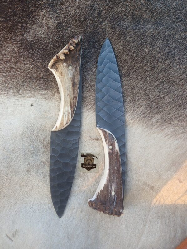 Lots of "2" Custome Handmade high carbon steel acid wash blade with leather sheath. - Image 2