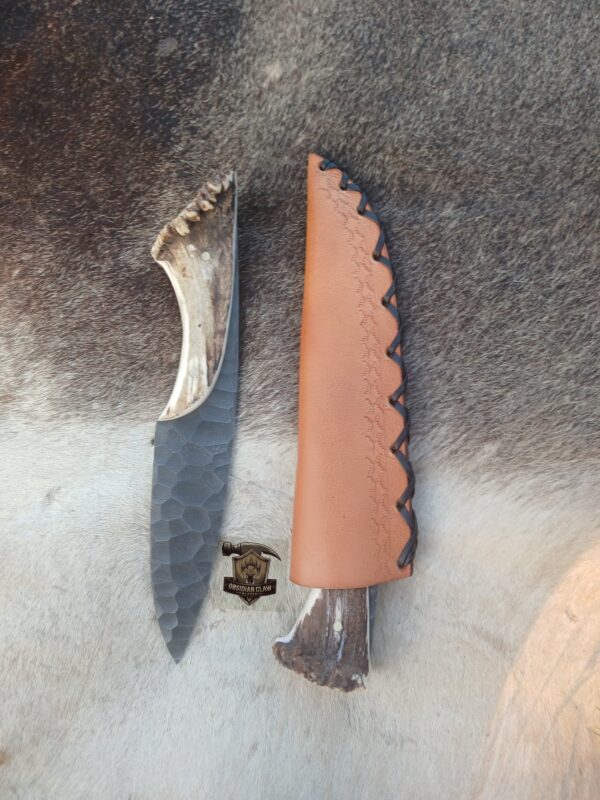 Lots of "2" Custome Handmade high carbon steel acid wash blade with leather sheath. - Image 3