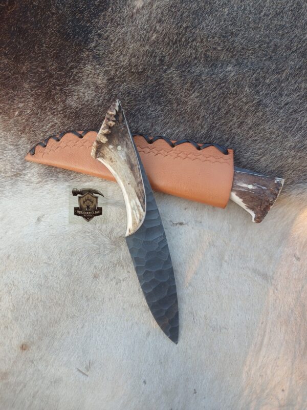 Lots of "2" Custome Handmade high carbon steel acid wash blade with leather sheath. - Image 4