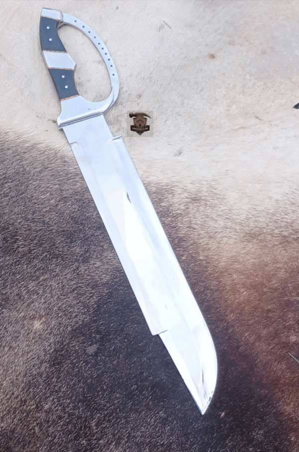 Custome Handmade J2 steel high palash mirror Bowie knife with leather sheath.