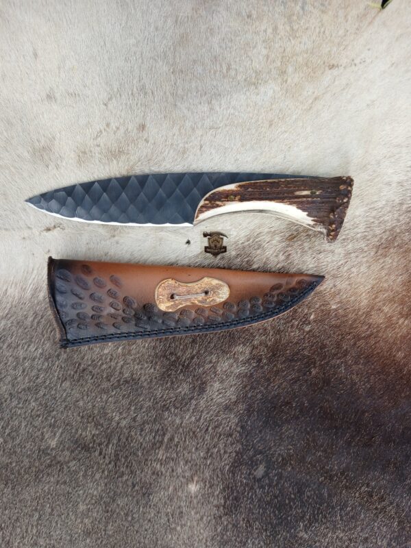 Custome Handmade 1095 steel acid wash blade Skinner knife with leather sheath. - Image 2