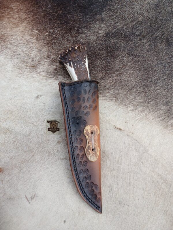 Custome Handmade 1095 steel acid wash blade Skinner knife with leather sheath. - Image 3
