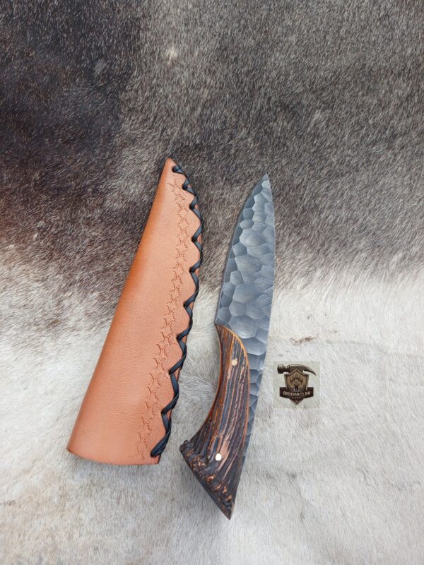 Custome Handmade 1095 steel Acid wash blade  Skinner knife with leather sheath. - Image 2
